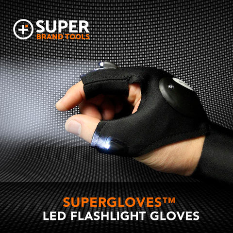 Image of SuperGloves™ LED Flashlight Gloves - A Light Exactly Where You Need it! 1 PAIR OF SUPERGLOVES,2 PAIRS OF SUPERGLOVES,4 PAIRS (BUY 3, GET 1 FREE)