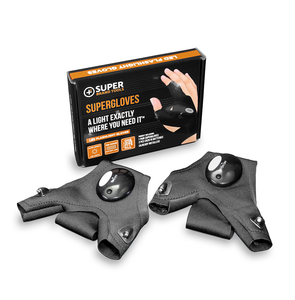 SuperGloves™ LED Flashlight Gloves - A Light Exactly Where You Need it! 1 PAIR OF SUPERGLOVES